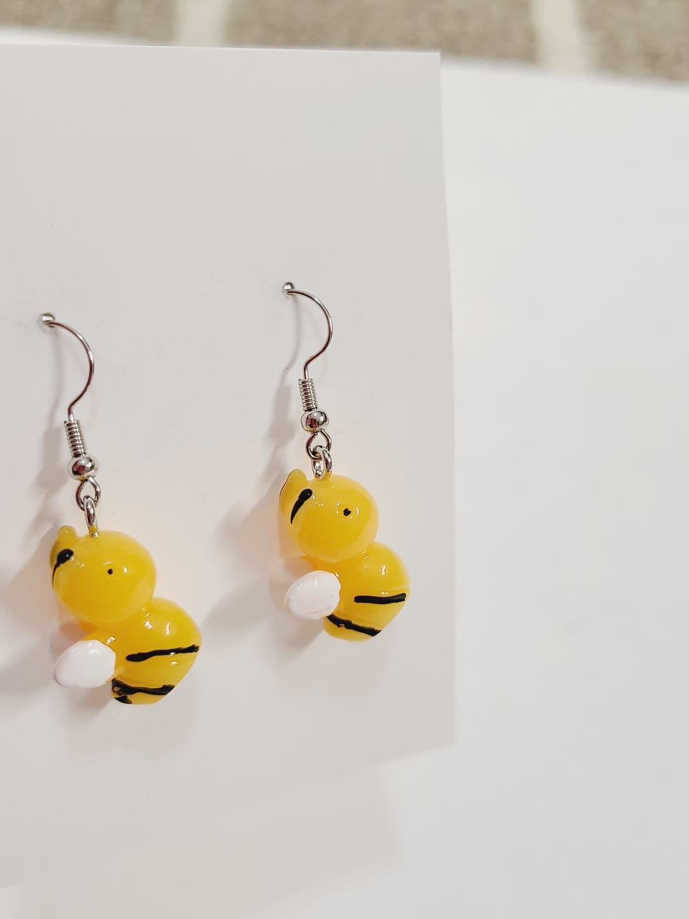 Cute Yellow Bee Dangle Earrings - Picture 3 of 3